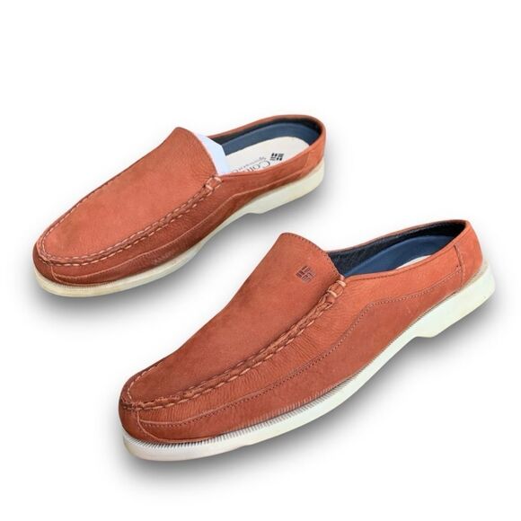 Columbia Bayview Clog Rust Brown Leather Slip on Mules Outdoor Slippers size 9 - Picture 2 of 13